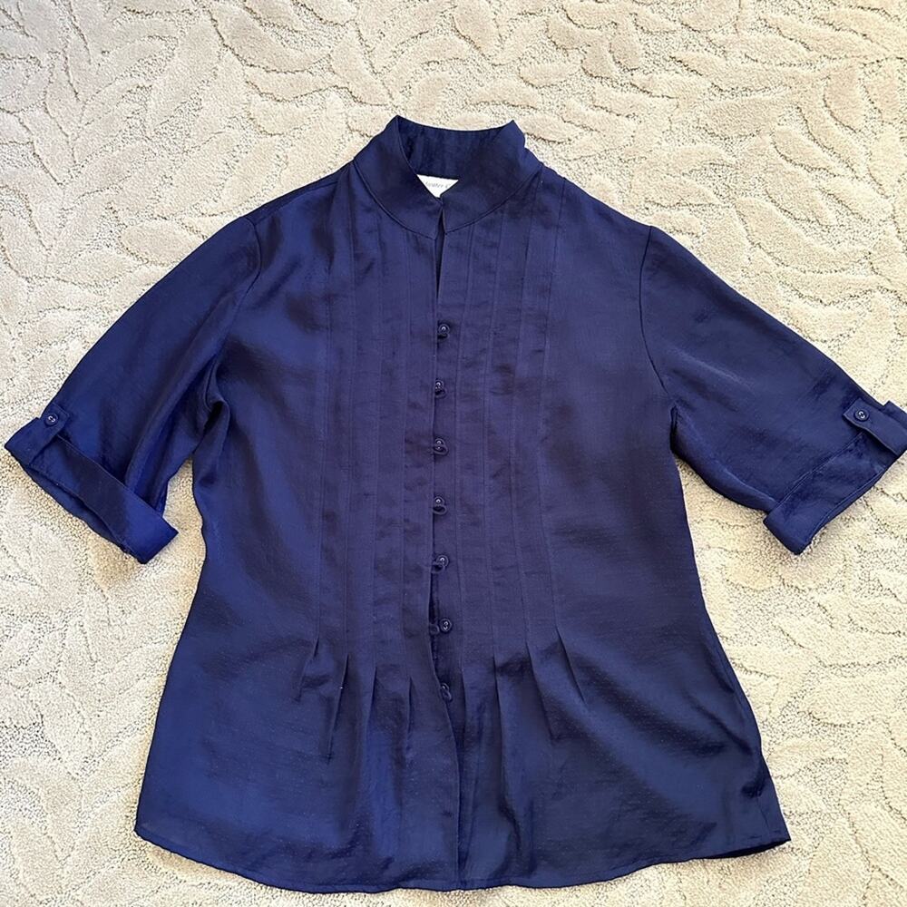 Coldwater creek navy blue 1/2 sleeve blouse